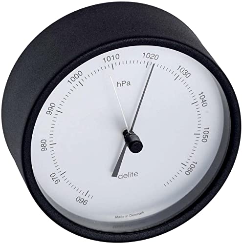 Clausen Barometer, Design Mogens, Gehäuse Edelstahl matt-schwarz lackiert, satiniertes Zifferblatt, Durchmesser 100 mm von DELITE