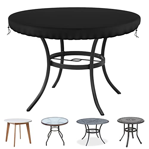Delixike Gartenmöbel Gartentisch Hülle Abdeckplane Rund Ø 114x10cm Abdeckung Haube Schutzhülle Abdeckhaube Wasserbeständigkeit Abdeckung für GartenmöBel von Delixike