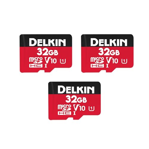 Delkin Devices 3 x 32 GB Micro-SDHC-Speicherkarten mit Adapter, 100 MB/s Lesen, 30 MB/s Schreiben, U1, V10, UHS-I Delkin Devices 3 x 32 GB Micro-SDHC-Speicherkarten mit Adapter, 100 MB/s Lesen, 30 MB/s Schreiben, U1, V10, UHS-I von Delkin Devices