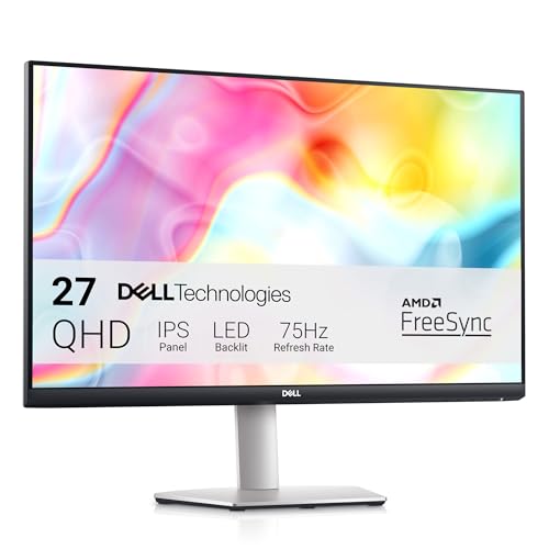 Dell S2722DC USB-C 27 Zoll QHD (2560x1440) Monitor, 75Hz, IPS, 4ms, AMD FreeSync, 99% sRGB, Eingebaute Lautsprecher, USB-C, 2x HDMI, 2x USB, 3 Jahre Garantie, Silber von Dell
