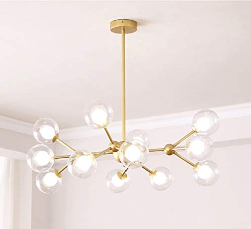 Dellemade Golden Sputnik Kronleuchter,12-Licht Globus Pendelleuchte für Esszimmer, Wohnzimmer, Küche, Büro, Café, Restaurant,LED Glühbirnen Enthalten von Dellemade