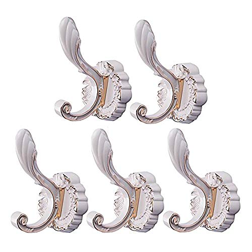 Delmkin 5pcs Wandhaken Vintage-Kleiderhaken Garderoben Haken Huthaken (Weiß) von Delmkin