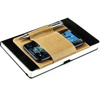 Handy - Und Stiftehalter Für Notizbuch Mit Magnet Lederimitat Braun Metallic, Stifthalter Smartphone, Stift & Kreditkarten Halterung von DelmonVarone