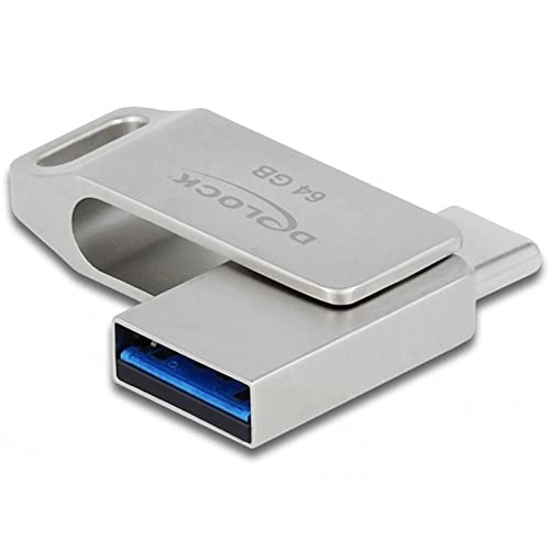 DeLOCK USB 3.2 Gen 1 USB-C + Typ-A Speicherstick 64 GB - Metallgehäuse, silber von DeLOCK