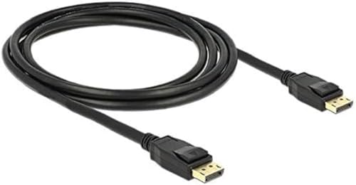 Delock Kabel DisplayPort 1.2 Stecker mit 20 Pin > DisplayPort Stecker 4K,3840 x 2160 @ 60 Hz,21,6 Gb/s,Kontakte mit Goldauflage und geschirmtes Kabel 2,0 Meter, Schwarz von DeLOCK