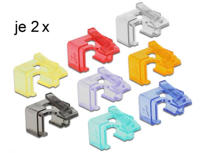 Delock Kabelverbinder-Sortiment RJ45 Rastnasen Reparatur Clips, 16 Stück von Delock