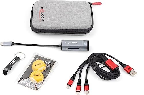 Delock Travel Kit II Easy Edition - USB Hub mit Card Reader / 3 in 1 Ladekabel von DeLOCK