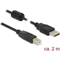 Delock USB-Kabel USB 2.0 USB-A Stecker, USB-B Stecker 2.00m Schwarz mit Ferritkern 84897 von Delock