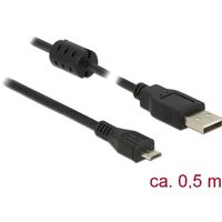 Delock USB-Kabel USB 2.0 USB-A Stecker, USB-Micro-B Stecker 0.50m Schwarz mit Ferritkern 84900 Delock USB-Kabel USB 2.0 USB-A Stecker, USB-Micro-B Stecker 0.50m Schwarz mit Ferritkern 84900 von Delock