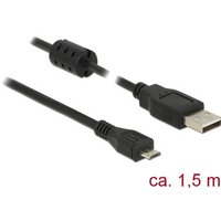 Delock USB-Kabel USB 2.0 USB-A Stecker, USB-Micro-B Stecker 1.50m Schwarz mit Ferritkern 84902 Delock USB-Kabel USB 2.0 USB-A Stecker, USB-Micro-B Stecker 1.50m Schwarz mit Ferritkern 84902 von Delock