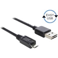 Delock USB-Kabel USB 2.0 USB-A Stecker, USB-Micro-B Stecker 5.00m Schwarz beidseitig verwendbarer St von Delock