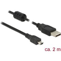Delock USB-Kabel USB 2.0 USB-A Stecker, USB-Mini-B Stecker 1.00m Schwarz mit Ferritkern 84914 von Delock