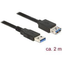 Delock USB-Kabel USB 3.2 Gen1 (USB 3.0 / USB 3.1 Gen1) USB-A Stecker, USB-A Buchse 2.00m Schwarz ver von Delock