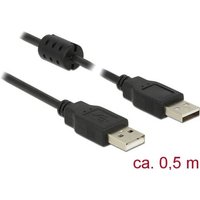 Delock USB-Kabel USB 2.0 USB-A Stecker, USB-A Stecker 0.50m Schwarz mit Ferritkern 84888 von Delock