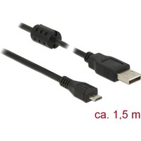 Delock - USB-Kabel usb 2.0 usb-a Stecker, USB-Micro-B Stecker 1.50 m Schwarz mit Ferritkern 84902 von Delock