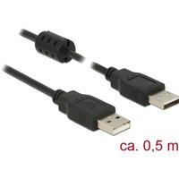 USB-Kabel usb 2.0 usb-a Stecker, usb-a Stecker 0.50 m Schwarz mit Ferritkern 84888 - Delock von Delock