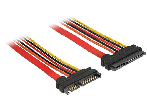 DeLock Verlängerungskabel SATA 6 Gb/s 22 Pin Stecker > SATA 22 Pin Buchse (3,3 V + 5 V + 12 V) 20 cm von DeLOCK