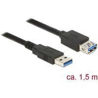 USB-Kabel usb 3.2 Gen1 (usb 3.0 / usb 3.1 Gen1) usb-a Stecker, usb-a Buchse 1.50 m Schwarz ve - Delock von Delock