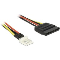 Strom Anschlusskabel [1x SATA-Strom-Stecker 15pol. - 1x Floppy Stecker 4pol.] 0.15 m Schwarz, - Delock von Delock