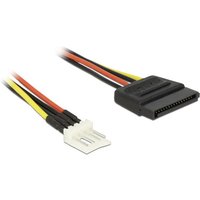 Strom Anschlusskabel [1x SATA-Strom-Stecker 15pol. - 1x Floppy Stecker 4pol.] 0.24 m Schwarz, - Delock von Delock
