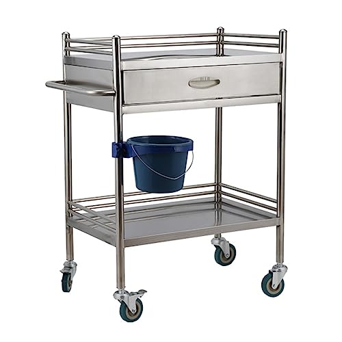 2-stufiger Medizinischer Laborwagen mit Schublade Edelstahl-rollwagen Für Medizinische Laborgeräte Wagenwagen Für Laborkrankenhauskliniken Maximale Belastung 100kg von Delorm