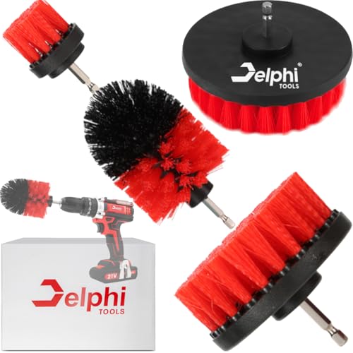 DELPHI 3 Stück Bürstenaufsatz Akkuschrauber Bohrmaschine Set Bürste Reinigungsbürste für Felgen, Fliesen, Küche, Böden, Auto für Autodetails Haushalt und Handwerker von Delphi