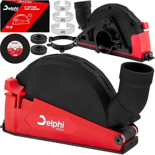 DELPHI Absaughaube Für Winkelschleifer 125mm 115mm Flex Absaugung Staubabdeckung Für Winkelschleifer Mit Saugscheibe, Robustes Set Mit Adaptern von Delphi