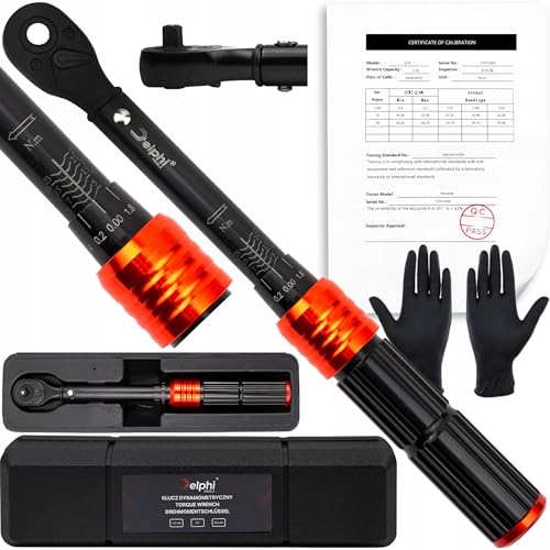 Delphi Drehmomentschlüssel 1/4 Zoll 1-25N, 72 Zähnen Drehmoment Schlüssel für Auto Fahrrad Motorrad Torque Wrenches Reifen Schlüssel Mit Handschuhe, Aufbewahrungsbehälter von Delphi