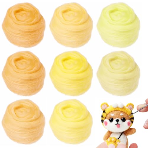 Delsen 8 Stück Filzwolle 8 Farben je 10 Gramm Nadel Filz Wolle Set Märchenwolle Schafwolle Set für Starter DIY Wolle Handwerk, Herbst von Delsen