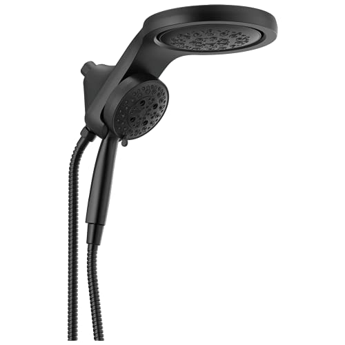 Delta Faucet HydroRain 2-in-1 Mattschwarz Regenduschkopf mit 5-Sprüh-In2ition-Dual-Duschkopf mit Handbrause, H2Okinetic Mattschwarz Duschkopf mit Schlauch, Mattschwarz 58680-BL25 von Delta
