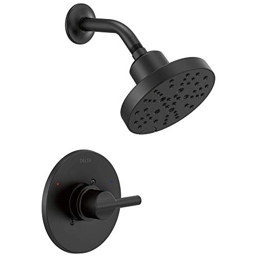 Delta Faucet Nicoli 14 Serie 14 Einhandbrause, Duschverkleidung Kit mit 5 Strahlarten H2okinetic Duschkopf, Mattschwarz 142749-BL (Duschventil enthalten) von Delta