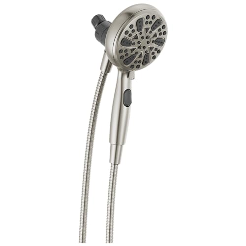 Delta Faucet SureDock Magnetischer Duschkopf mit 6 Einstellungen, Handbrause aus gebürstetem Nickel, Duschkopf mit Schlauch, runder Duschkopf, Duschköpfe & Handbrausen, MagnaTite Docking, Edelstahl von Delta