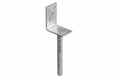 L-Pfostenträger 6x8x30 cm – Stahl verzinkt mit Riffelstahl-Dolle (30 cm) – passend für Zaunpfosten 9x9 cm von Delta Gartenholz