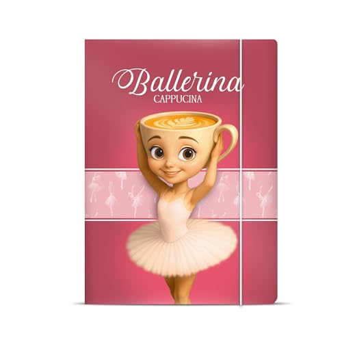 Delta Graphix Dokumentenmappe A4 mit Gummiband – ITALIAN BRAINROT BALLERINA CAPPUCINA – XTG-KA – stabile Kartonmappe 300 g/m² mit UV-Lack – Made in Poland von Delta Graphix