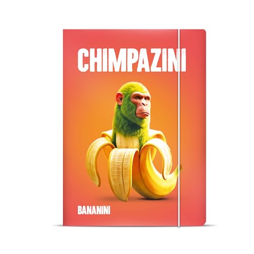 Delta Graphix Dokumentenmappe A4 mit Gummiband – ITALIAN BRAINROT CHIMPANZINI BANANINI – XTG-KA – stabile Kartonmappe 300 g/m² mit UV-Lack – Made in Poland von Delta Graphix