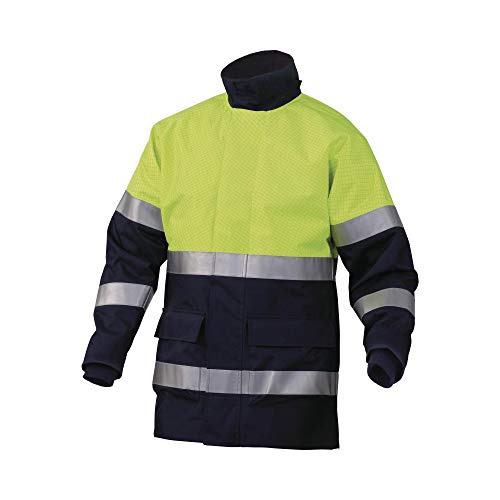 Delta Plus KOMO2HVJMGT Warnschutz Schützender Parka aus Polyester/Antistatischen Fasern mit Pu-Beschichtet, Neongelb/Marineblau, Größe L von Delta Plus