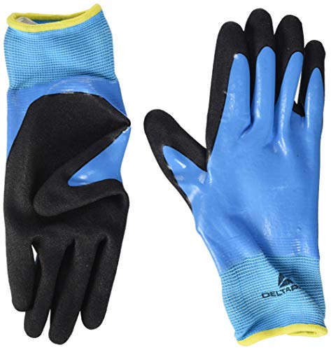 Deltaplus VV636BL07 Polyamid-Handschuh - Nitrilbeschichtete Hand - Nitrilschaum-Beschichtete Handfläche, Blau-Schwarz, Größe 07 von Deltaplus