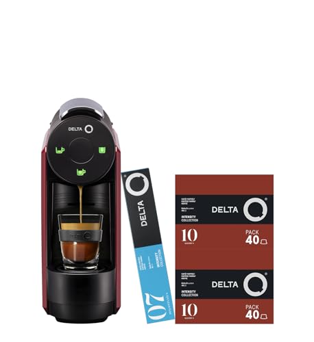 Delta Q - MiniQool Kapselkaffeemaschine - Rote - 19 Bar Druck - Fassungsvermögen 0,6 L - Inklusive 80 Kapseln Intensität 10 und 10 Kapseln entkoffeiniert von Delta Q