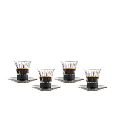 Delta Q Rise Kaffeebecher-Set mit 4 Untertassen und 4 Espressotassen mit 70 ml Fassungsvermögen, kompatibel mit Rise Kaffeevollautomaten, Kaffeezubehör, Glasbecher von Delta Q