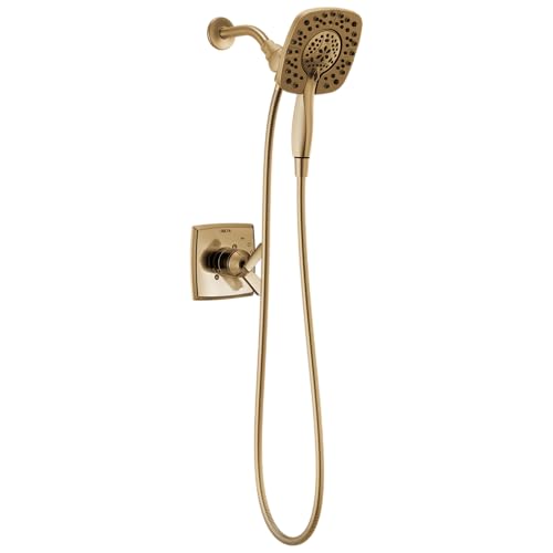 Delta Ashlyn 17 Serie Doppelfunktion Duscharmatur Set mit In2ition 2-in-1 Dual Duschkopf mit Handbrause Gold 2-Griff-Ventil-Verkleidungsset Champagner Bronze T17264-I-CZ (Ventil Nicht enthalten) von Delta