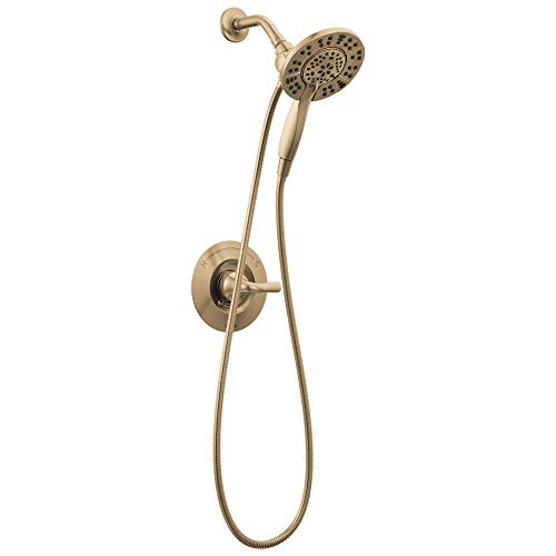 Delta Faucet Arvo 14 Series Einhandbrause Wasserhahn, Duschverkleidungsset mit 4-Sprüh-In2ition 2-in-1 Dual-Handbrause mit Schlauch, Champagner Bronze 142840-CZ-I (Ventil enthalten) von Delta