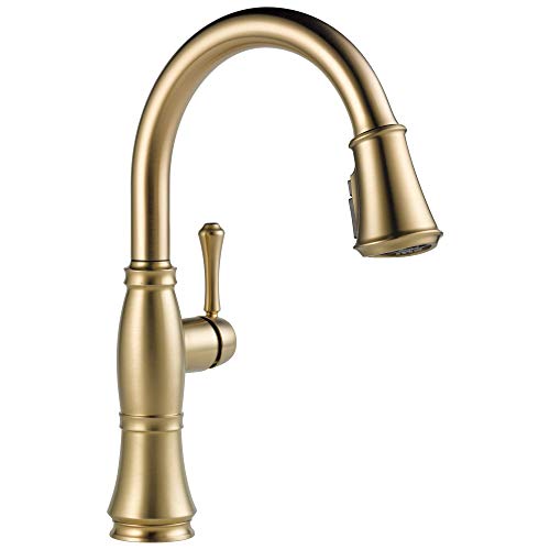 Delta Faucet Cassidy Gold Küchenarmatur, Küchenarmaturen mit Pull Down Sprühkopf, Gold Wasserhahn für Küchenspüle mit magnetischer Docking, Lumicoat Champagner Bronze 9197-CZ-PR-DST von Delta