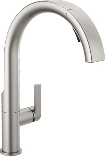 Delta Faucet Keele SpotShield Edelstahl-Küchenarmatur mit herausziehbarem Sprüher, Küchenspüle Wasserhahn für Küchenspüle, magnetischer Docking-Sprühkopf, SpotShield Edelstahl 19824LF-SP von Delta