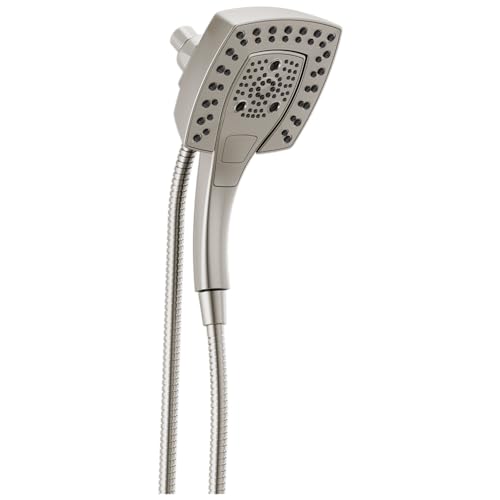 Delta H2Okinetic 58474-SS-PR25 Duschkopf mit Handbrause, 5 Strahlarten, Doppelbrause mit Handbrause und Schlauch, Duschköpfe, magnetisches Andocken, Lumicoat Edelstahl von Delta