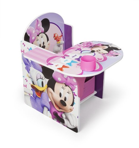 Disney Minnie Mouse Sitz Pult, Schreib Pult, Lern Pult, Mal Pult, Kinderstuhl mit Pult und Ablage Schublade, aus Holz, 45,7 x 57,8 x 58,4 cm von Delta
