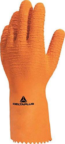 Deltaplus VE990OR09 Naturlatex-Handschuhe Auf Baumwolljersey Träger - Länge: 30 Cm, Orange, Größe 9/10 von Deltaplus