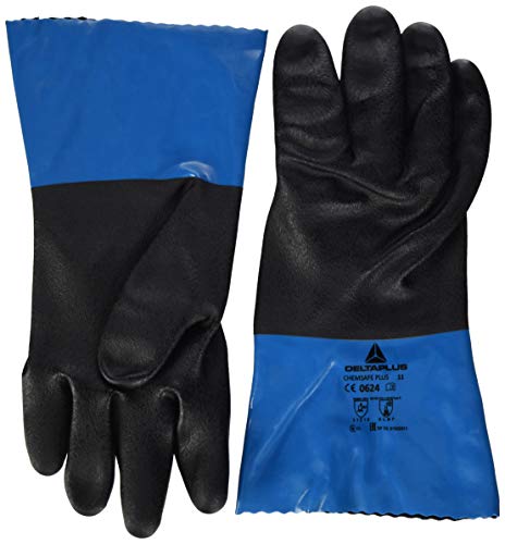 Deltaplus VV836BL11 Pvc/Nitril Auf Polyamid Träger Handschuh - Handschuh Pvc/Nitrilbeschichtung - 30 Cm, Blau, Größe 11 von Deltaplus