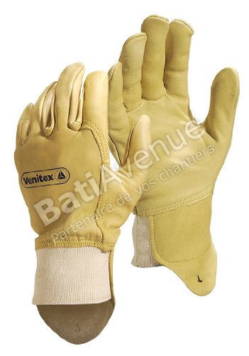 Deltaplus 52FEDFP09 Handschuh Aus Rindsnarbenleder, Handgelenk Mit Elastischem Strickbund, Kamel, Größe 09 von Deltaplus
