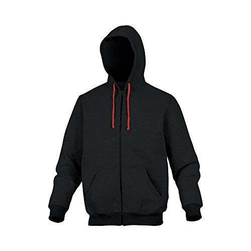 Deltaplus CENTONRXG Sweatshirt-Jacke Aus Molton Polyester/Baumwolle, Schwarz-Rot, Größe XL von Deltaplus