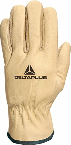 Deltaplus FIBKV0208 Handschuh Aus Wasser Abweisendem Rindsnarbenleder Handfläche Aus Umgekehrtem - 2 Faden, Beige, Größe 08 von Deltaplus